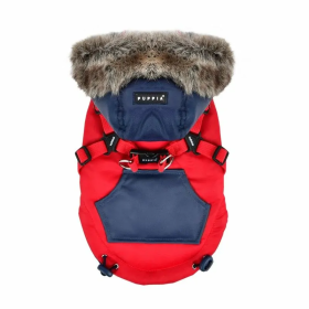 doudoune pour chien rouge avec harnais intégré Orson Puppia de dos