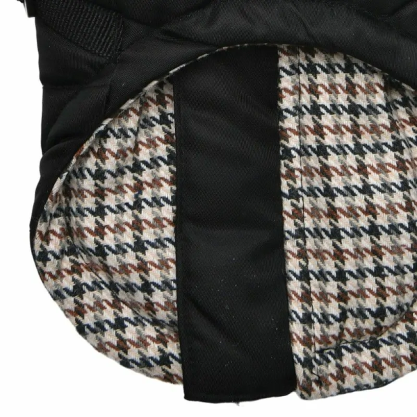 doublure motif pied de poule du Manteau pour chien noir avec harnais intégré Donavan Puppia