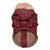Manteau pour chien bordeaux avec harnais intégré Donavan Puppia de face