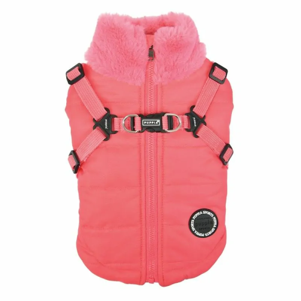 Manteau pour chien rose avec harnais intégré Donavan Puppia de dos