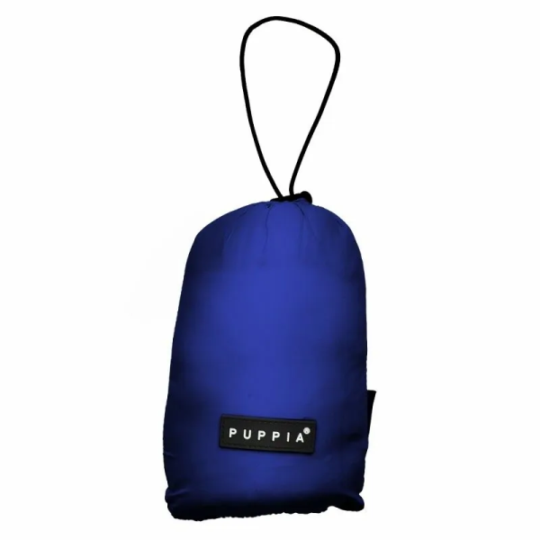 doudoune pour chien bleu marine ULTRALIGHT Puppia dans son sac de transport