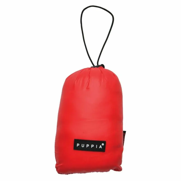 doudoune pour chien rouge ULTRALIGHT Puppia® dans son sac de transport