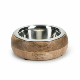 Gamelle pour chien en bois et bol acier MANDIRA Designed by Lotte T1