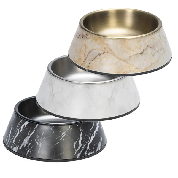La gamelle pour chien blanche avec motif MARBRE Designed by Lotte existe en noir ou beige