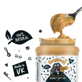 cuillère dans pot de beurre de cacahuète pour chien bugalugs 100% naturel