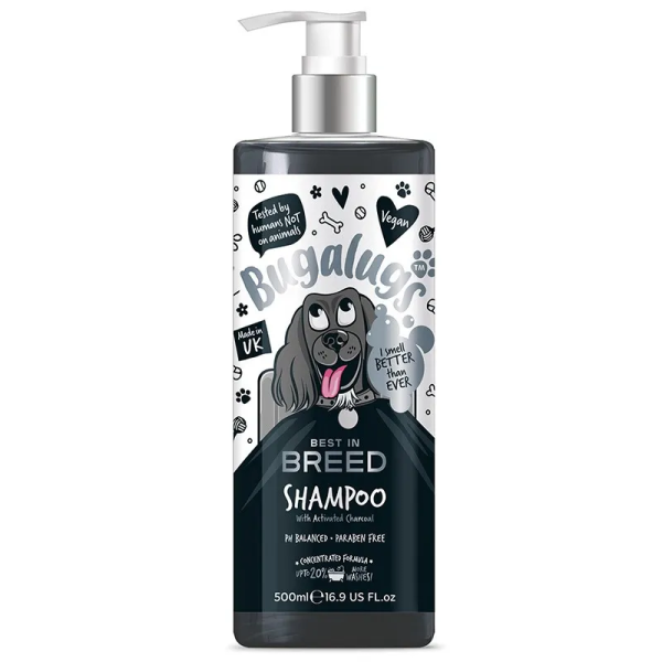 shampooing pour chien au charbon best in breed Bugalugs 500 ml