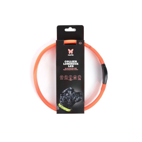 Collier chien lumineux LED orange MARTIN SELLIER