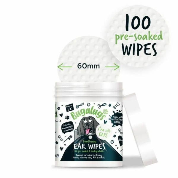 Boîte de 100 lingettes oreilles pour chien Ear Wipes Bugalugs