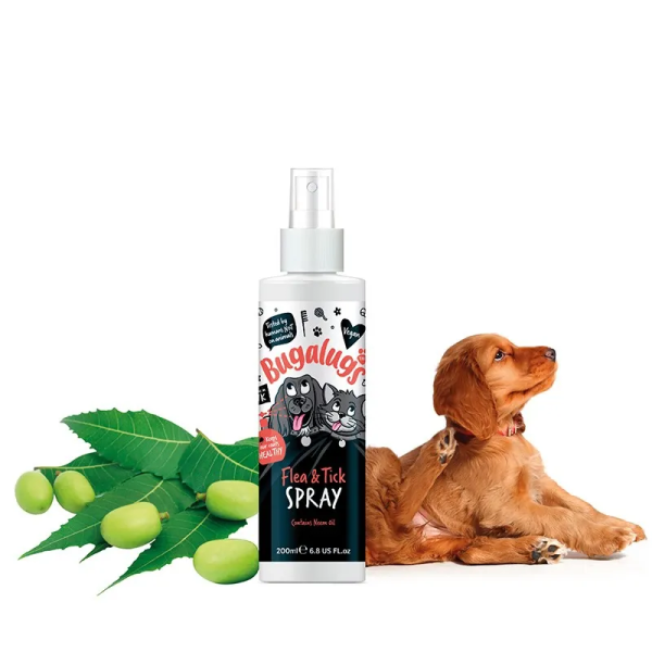 spray insectifuge pour chien et chat Flea and Tick Bugalugs à l'huile de Neem