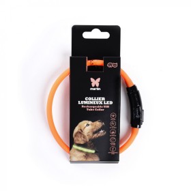 collier pour chat lumineux LED tube orange MARTIN SELLIER