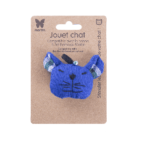 jouet pour chat tête de chat bleu martin sellier avec emballage
