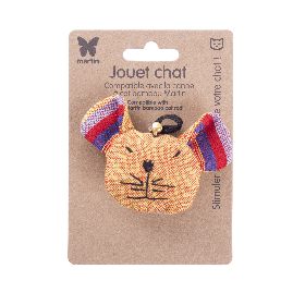 jouet pour chat tête de chat jaune martin sellier avec emballage