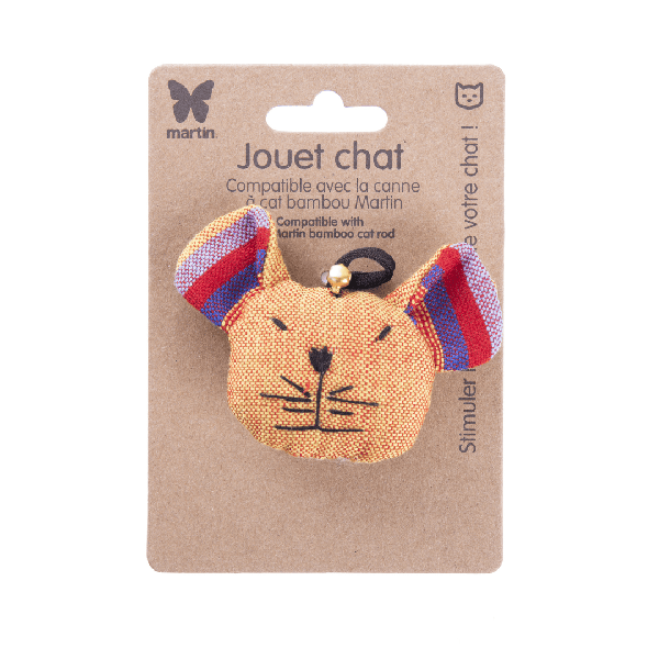 jouet pour chat tête de chat jaune martin sellier avec emballage