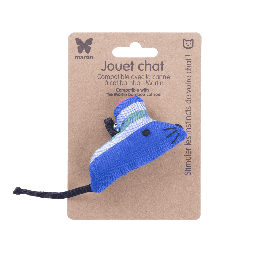 jouet pour chat souris avec bonnet bleu martin sellier avec emballage