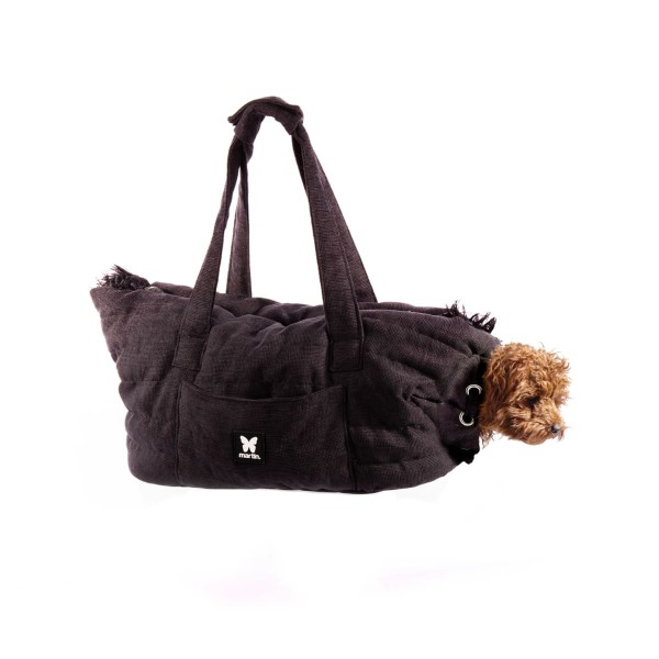 Chien dans le sac de transport pour chien et chat noir couchette toudoudou MARTIN SELLIER