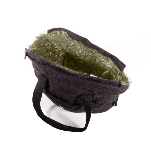 sac de transport pour chien kaki couchette toudoudou martin sellier ouvert