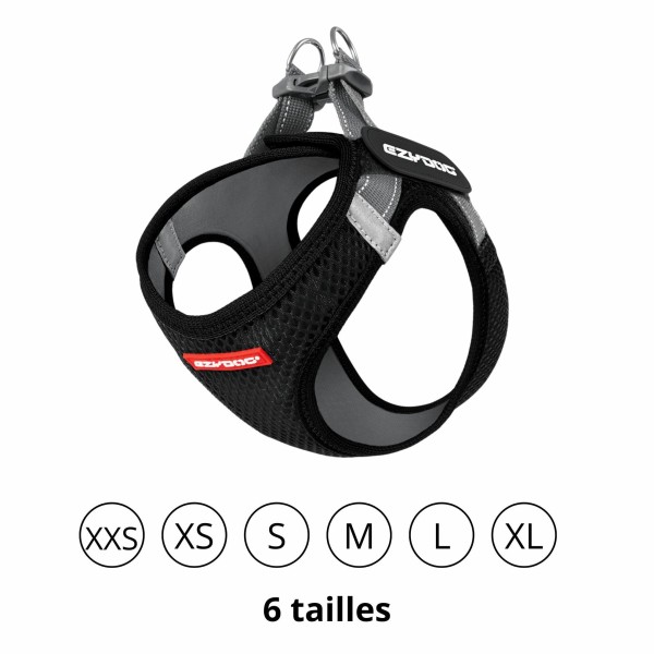 harnais chien noir mesh formfit ezydog disponible en plusieurs tailles