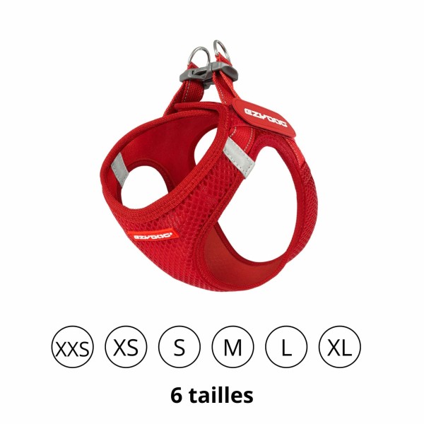 harnais chien rouge mesh formfit ezydog disponible en plusieurs tailles