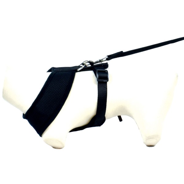 harnais chien noir air mesh doogy sur un mannequin en mousse