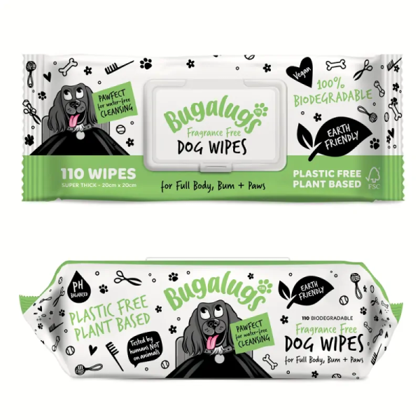 lingettes pour chien biodégradables bugalugs