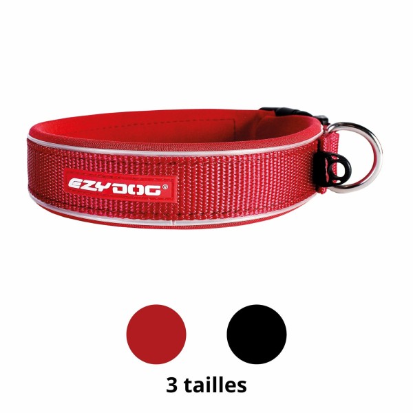 collier pour chien Neo Classic EZYDOG disponible en noir ou rouge