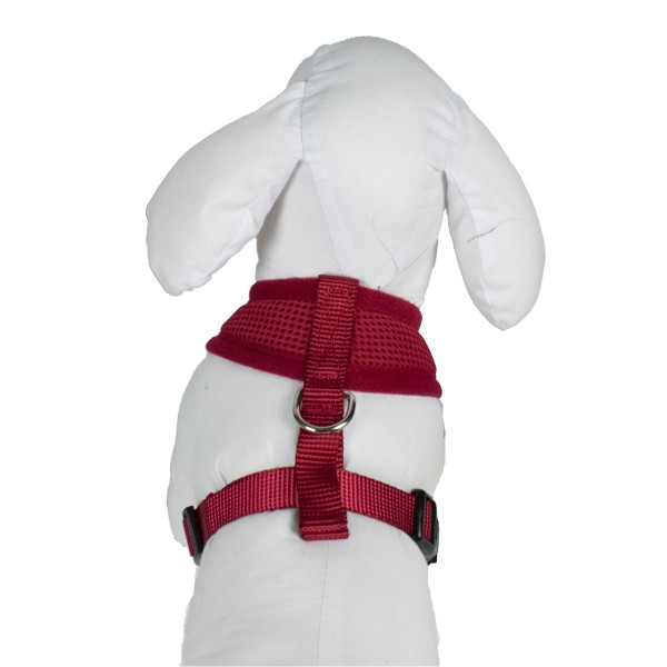 harnais chien air mesh rouge Doogy sur un mannequin de dos