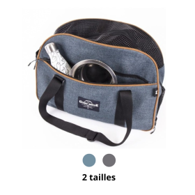 sac de transport pour chien et chat martin sellier disponible en bleu ou gris et en 2 tailles
