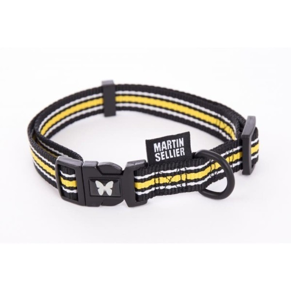 collier pour chien réglable rayé trio noir jaune martin sellier