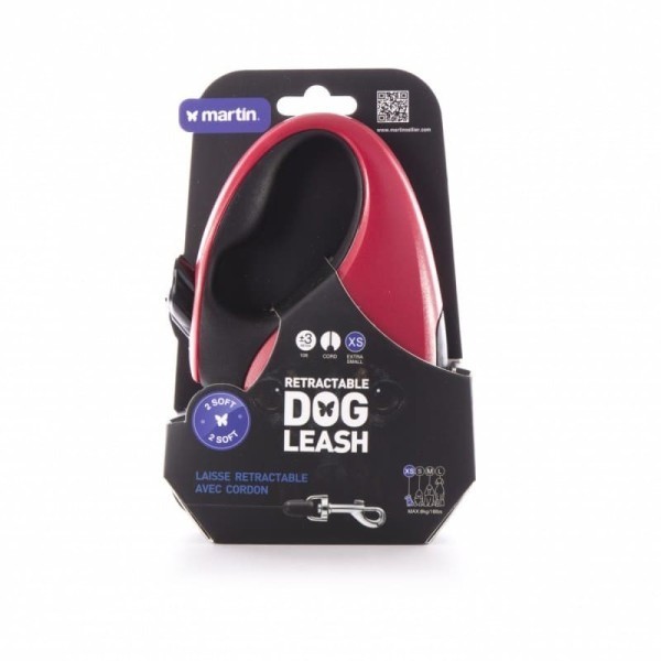 laisse pour chien rétractable cordon rouge 2 soft martin sellier dans emballage