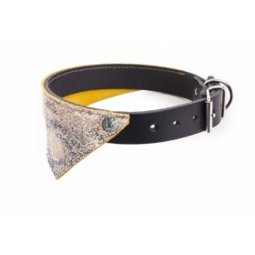collier pour chien en cuir noir avec bandana malibu martin sellier
