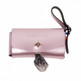 distributeur de sacs à crotte en cuir rose Poopi dakota martin sellier
