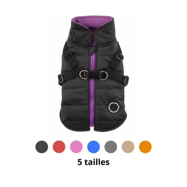 doudoune pour chien avec harnais intégré MONTAINEER Puppia disponible en plusieurs tailles et couleurs