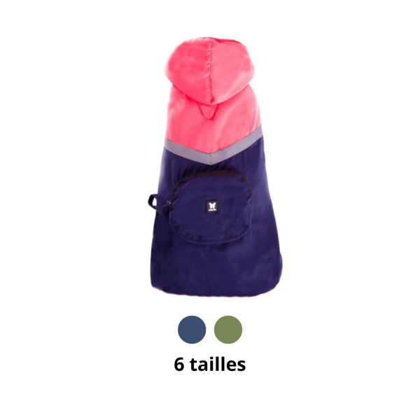 imperméable pour chien à capuche Pocket martin sellier disponible en plusieurs tailles et couleurs