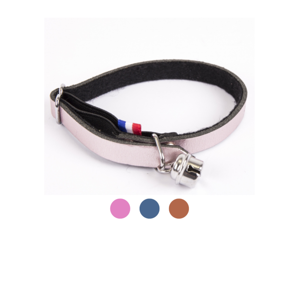 collier pour chat en cuir Dakota MARTIN SELLIER disponible en différentes tailles et couleurs