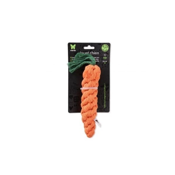 Jouet pour chien en corde martin sellier en forme de carotte avec emballage