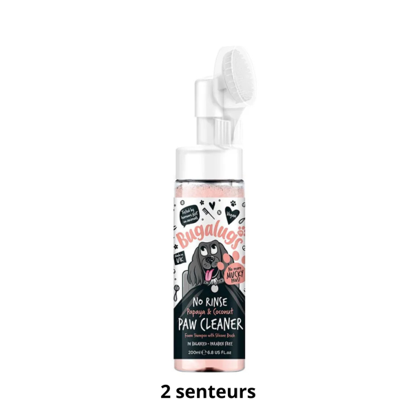 nettoyant pattes pour chien sans rinçage Bugalugs disponible en différentes senteurs