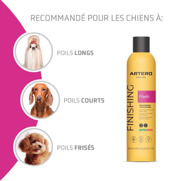Recommandations après shampooing pour chien et chat flash Artero