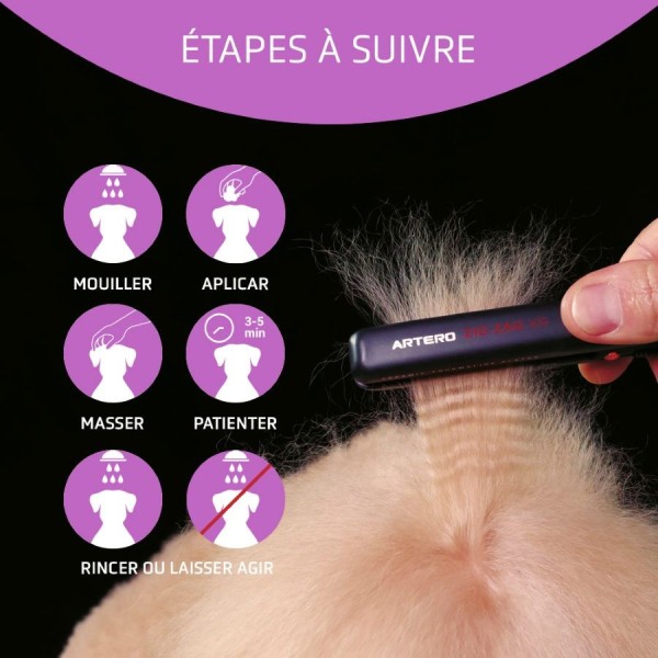 Conseils d'utilisatiion de l'après shampooing pour chien et chat protein vital Artero