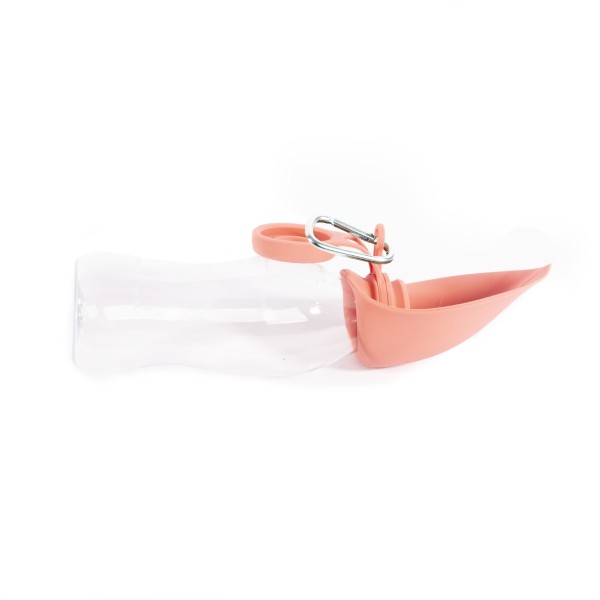 gourde 2-en1 pour chien et chat martin sellier en rose et vue de profil