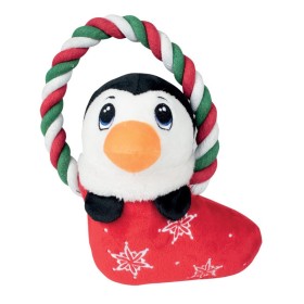 peluche de Noël pour chien Pingouin avec corde Doogy