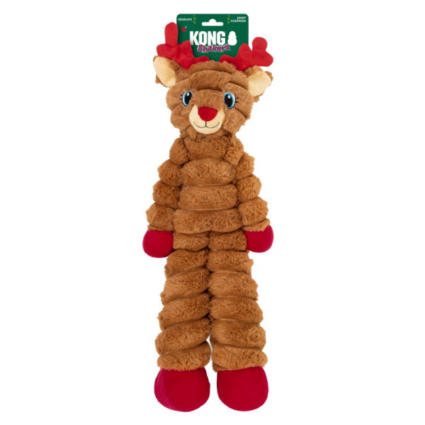 Peluche de Noël pour chien Holiday Shakers Reindeer Red KONG® avec emballage