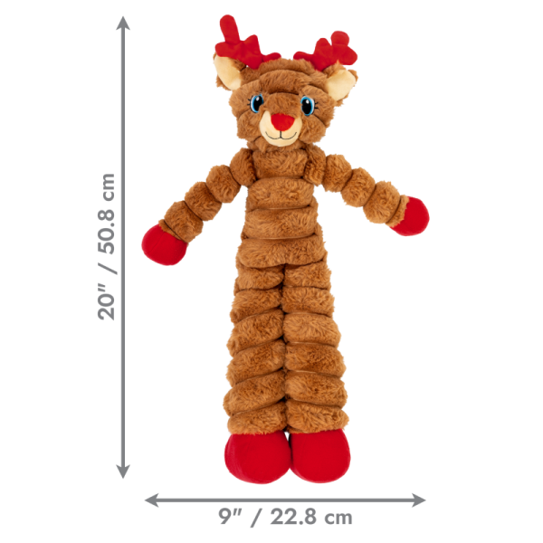 dimensions de la Peluche de Noël pour chien Holiday Shakers Reindeer Red KONG®