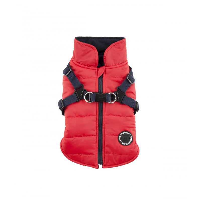 manteau pour chien rouge avec harnais intégré Mountaineer Puppia
