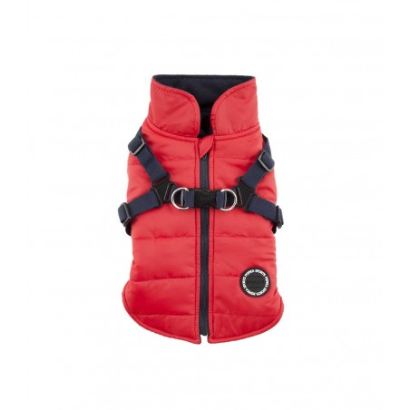 manteau pour chien rouge avec harnais intégré Mountaineer Puppia