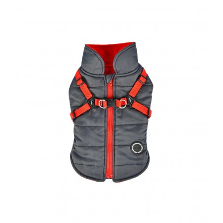 manteau pour chien gris avec harnais intégré Mountaineer Puppia