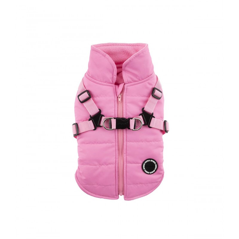 manteau pour chien rose avec harnais intégré Mountaineer Puppia