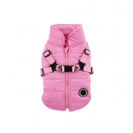 manteau pour chien rose avec harnais intégré Mountaineer Puppia