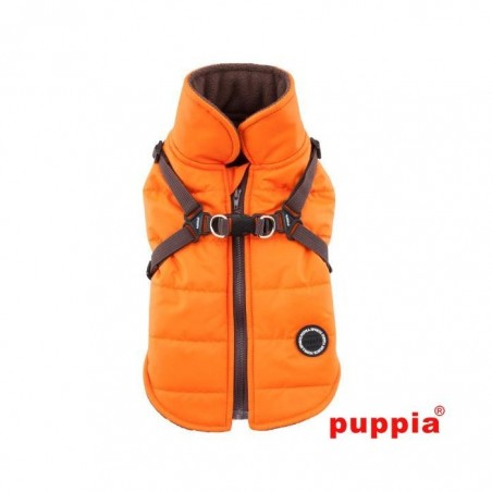 manteau Mountaineer orange pour chien avec harnais intégré Puppia