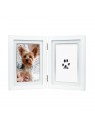 double cadre photo chien  avec empreinte de patte en encre Pearhead