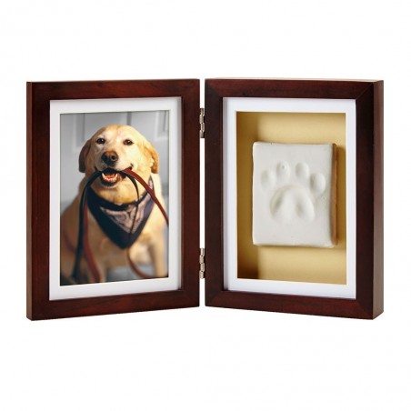 double cadre chien photo avec empreinte de patte en plâtre Pearhead